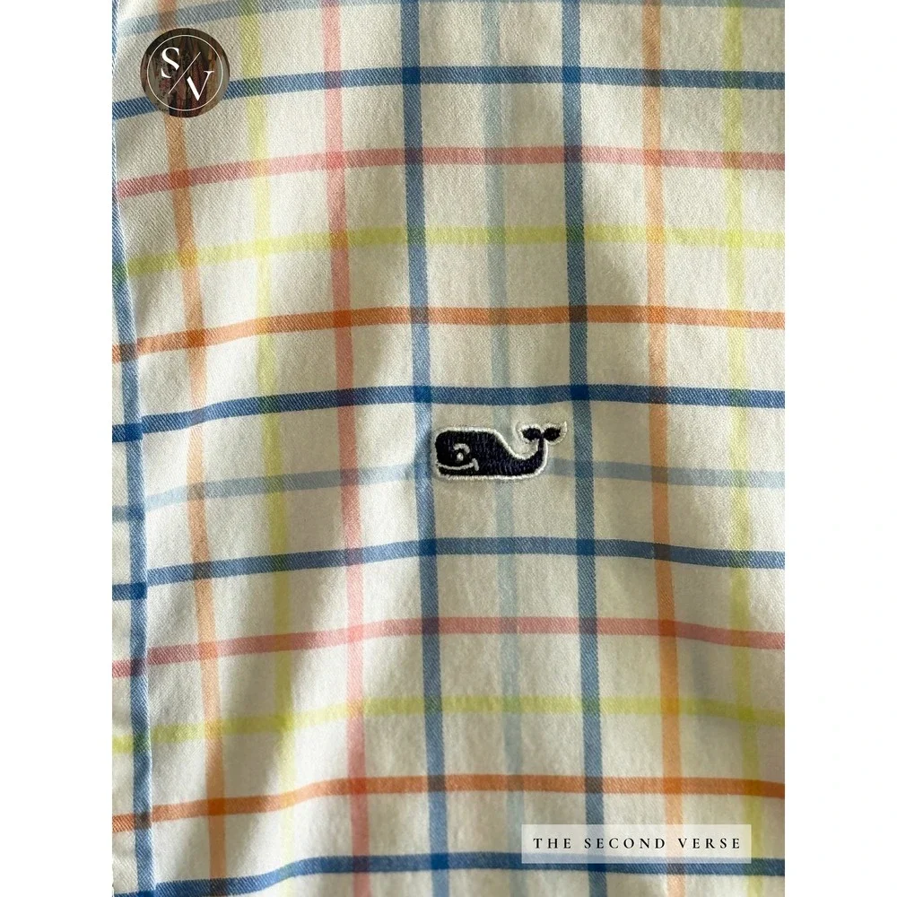 Vineyard Vines Boys OTG Performance Brrr Check Button Down Shirt Multi M 12/14